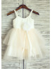 Ivory Cotton Champagne Tulle Cupcake Flower Girl Dress